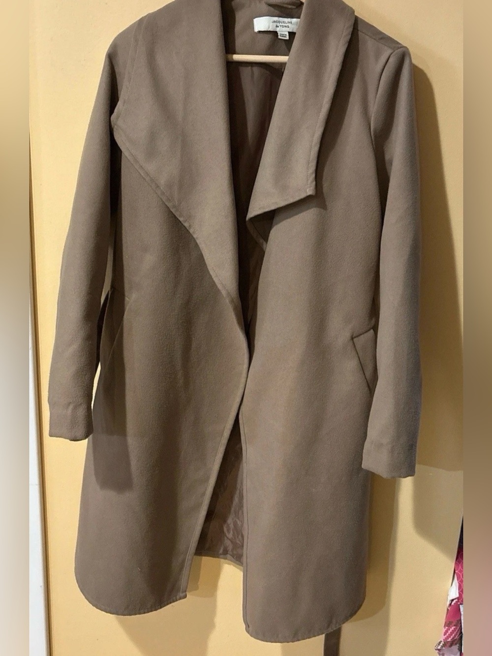 Jacoueline Women's Beige Color Belted  Coat